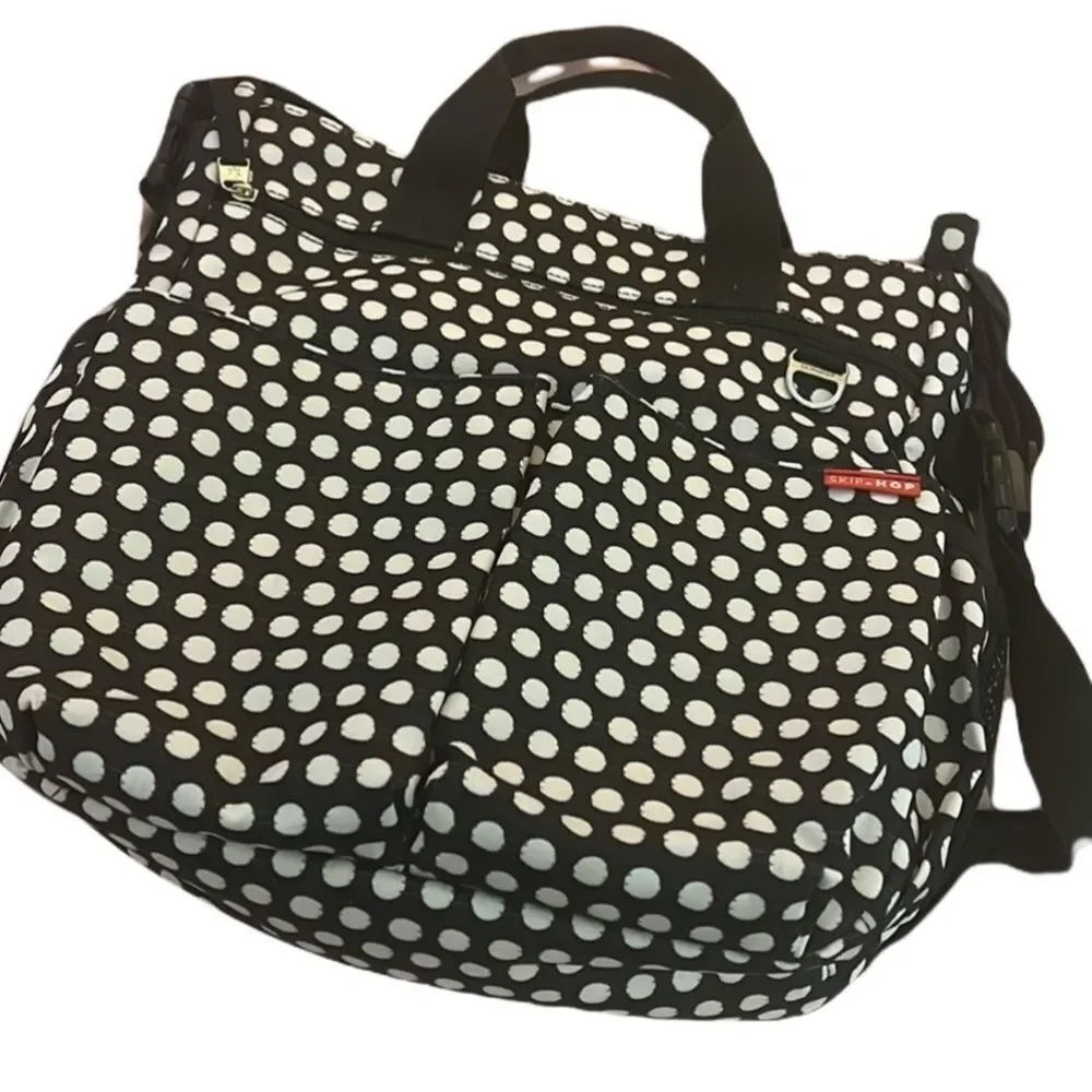 Skip Hop tote polka dots black white diaper bag messenger style target designer